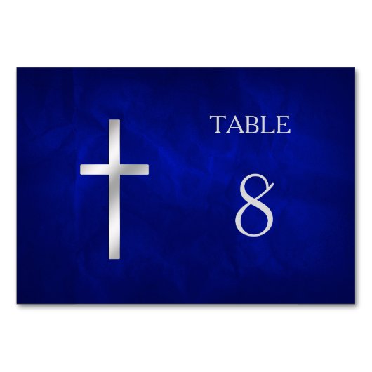 Blue Silver Christelijk Cross Table Kaart (Voorkant)