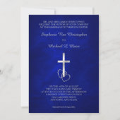 Blue Silver Christelijk Cross Wedding Uitnodiging (Voorkant)