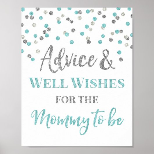 Blue Silver Confetti Advies voor mama om teken te  Poster (Voorkant)