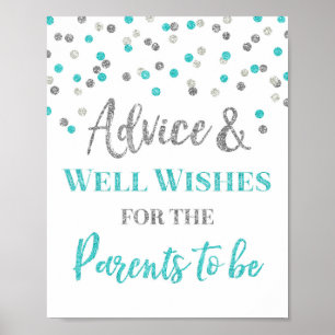 Blue Silver Confetti Advies voor Ouders te zijn Si Poster
