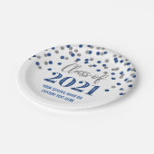 Blue Silver Confetti Afstuderen 2021 Papieren Bordje (Gekanteld)