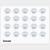 Blue Silver Confetti Afstuderen 2023 Ronde Sticker (Vel)
