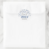 Blue Silver Confetti Afstuderen 2024 Ronde Sticker (Tas)