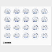 Blue Silver Confetti Afstuderen 2025 Ronde Sticker (Vel)