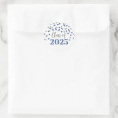 Blue Silver Confetti Afstuderen 2025 Ronde Sticker (Tas)