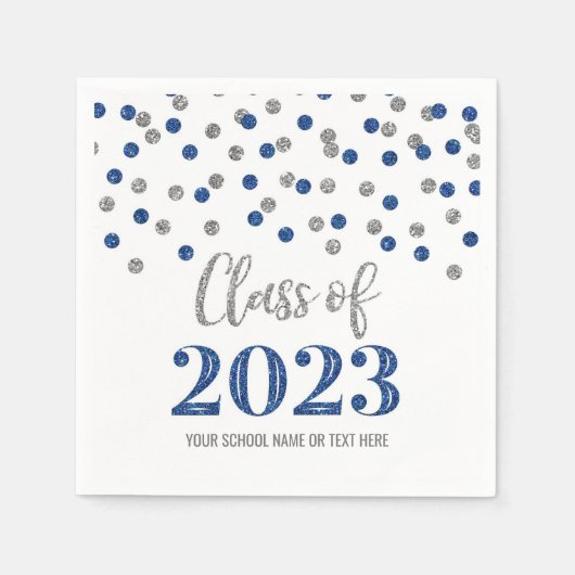 Blue Silver Confetti Class of 2023 Servet (Voorkant)