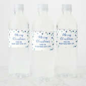 Blue Silver Confetti Custom Merry Christmas Waterfles Etiket (Flessen)