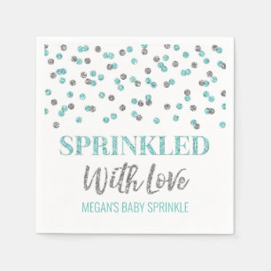 Blue Silver Confetti, gerimpeld met liefde Servet