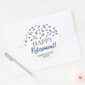 Blue Silver Confetti Happy Retirement Ronde Sticker (Envelop)