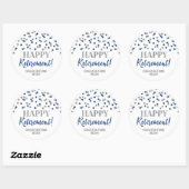 Blue Silver Confetti Happy Retirement Ronde Sticker (Vel)