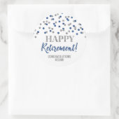 Blue Silver Confetti Happy Retirement Ronde Sticker (Tas)