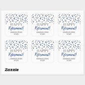 Blue Silver Confetti Happy Retirement Vierkante Sticker (Vel)