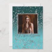Blue Silver Confetti Mis Quince Anos foto Spaans Kaart (Achterkant)