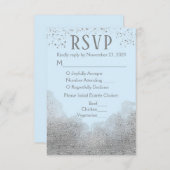 Blue Silver Confetti RSVP Wedding Response Meal (Voorkant / Achterkant)