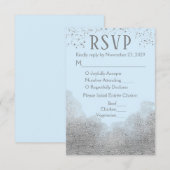 Blue Silver Confetti RSVP Wedding Response Meal Kaartje (Voorkant / Achterkant)