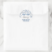 Blue Silver Confetti Sip Sip Hooray Ronde Sticker (Tas)