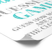 Blue Silver Confetti Snoep Guining Game Sign Poster (Hoek)