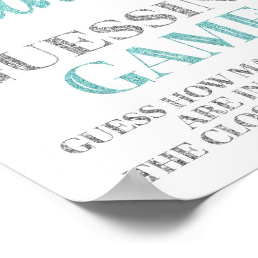 Blue Silver Confetti Snoep Guining Game Sign Poster (Hoek)