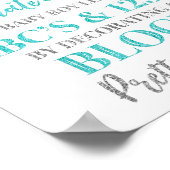 Blue Silver Confetti Versier een blokspelteken Poster (Hoek)