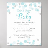 Blue Silver Confetti Zeg geen Baby shower game Poster (Voorkant)