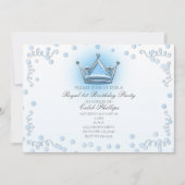 Blue & Silver Crown Party Confetti uitnodiging (Voorkant)