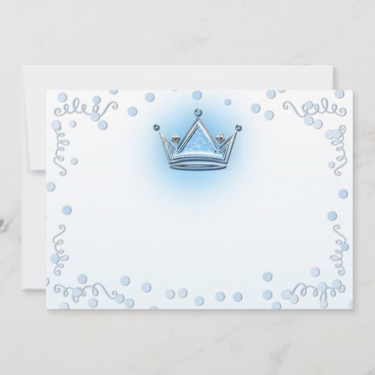 Blue & Silver Crown Party Confetti uitnodiging (Achterkant)