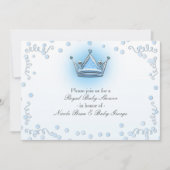 Blue & Silver Crown Party Confetti uitnodiging (Voorkant)