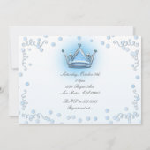 Blue & Silver Crown Party Confetti uitnodiging (Achterkant)
