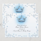 Blue & Silver Crown Party Confetti uitnodiging (Voorkant / Achterkant)