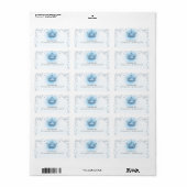 Blue & Silver Crown Party Confetti uitnodiging Etiket (Full Sheet)