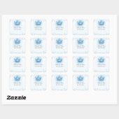 Blue & Silver Crown Party Confetti uitnodiging Vierkante Sticker (Vel)