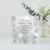 Blue Silver Crystal Snowflake kerstfeest SQ Kaart (Staand voorkant)