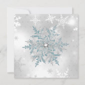 Blue Silver Crystal Snowflake kerstfeest SQ Kaart (Achterkant)