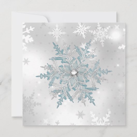 Blue Silver Crystal Snowflake kerstfeest SQ Kaart (Achterkant)