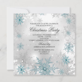 Blue Silver Crystal Snowflake kerstfeest SQ Kaart