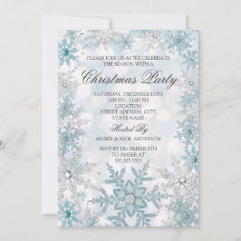 Blue Silver Crystal Snowflake kerstparty 2021 Kaart