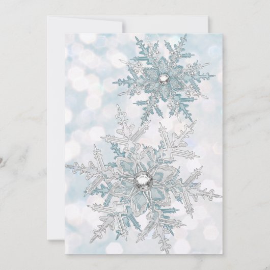Blue Silver Crystal Snowflake kerstparty 2021 Kaart (Achterkant)