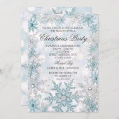 Blue Silver Crystal Snowflake kerstparty 2021 Kaart (Voorkant / Achterkant)
