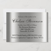 Blue & Silver Damask met Teddy Bear | BABY SHOWER Kaart (Achterkant)