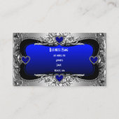 Blue Silver Diamond Afbeelding Hearts Elegant Visitekaartje (Achterkant)
