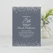Blue Silver Diamond Glitter 75e Verjaardag Kaart (Staand voorkant)