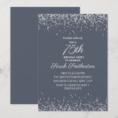 Blue Silver Diamond Glitter 75e Verjaardag Kaart (Voorkant / Achterkant)
