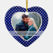 Blue Silver Diamond Pattern Pas getrouwd Keramisch Ornament (Voorkant)