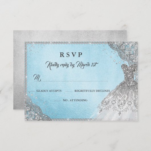 Blue Silver Diamond Sparkle Gown RSVP (Voorkant / Achterkant)
