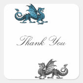 Blue Silver Dragon Dank je Stickers (Voorkant)