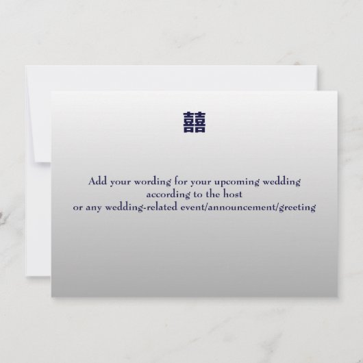 ©Blue Silver Dragon-Phoenix Chinese Wedding Kaart (Achterkant)