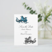 Blue Silver Dragon Save the Date Briefkaart (Staand voorkant)