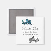 Blue Silver Dragon Save the Date Magnet (Voorkant / Achterkant)