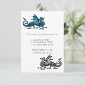 Blue Silver Dragon Wedding Response Kaart (Staand voorkant)