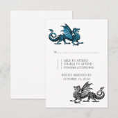 Blue Silver Dragon Wedding Response Kaart (Voorkant / Achterkant)